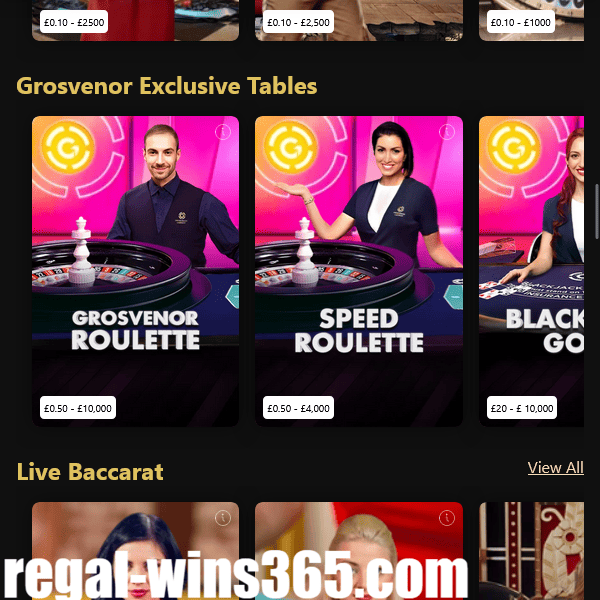 Regal Wins Casino Grosvenor Exclusive Tables