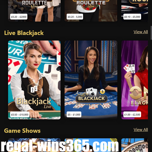 Regal Wins Casino Live Baccarat Games