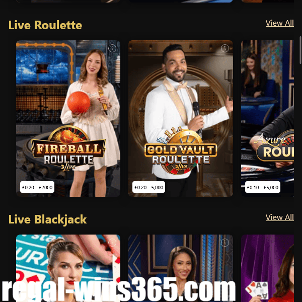 Regal Wins Casino Live Blackjack Games