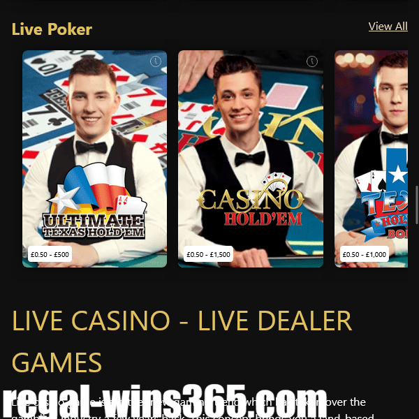 Regal Wins Casino Live Poker Games